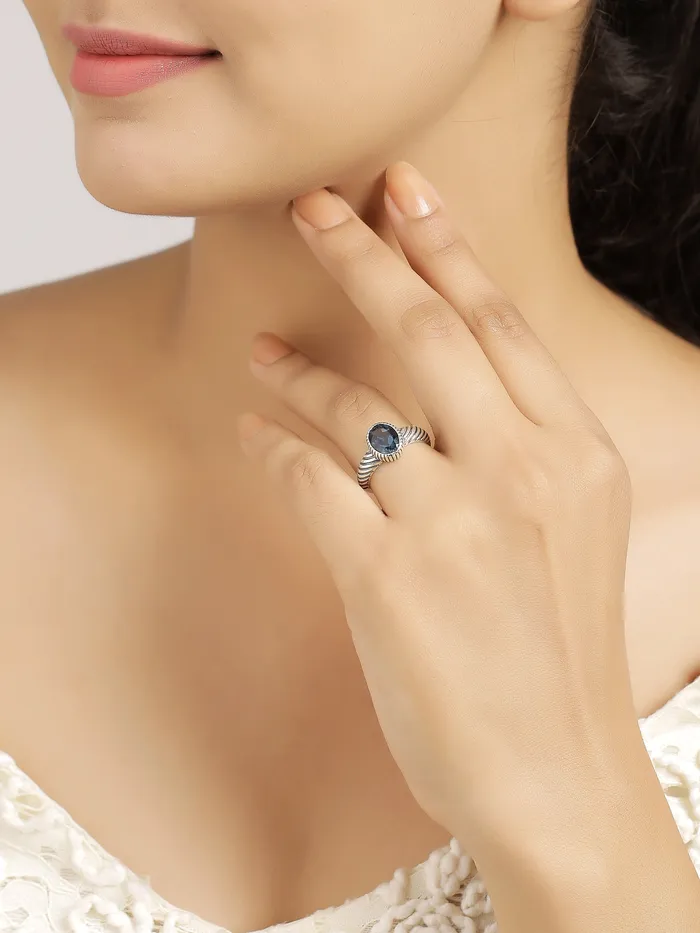 Rings YoTreasure London Blue Topaz 925 Sterling Silver Gemstone Ring