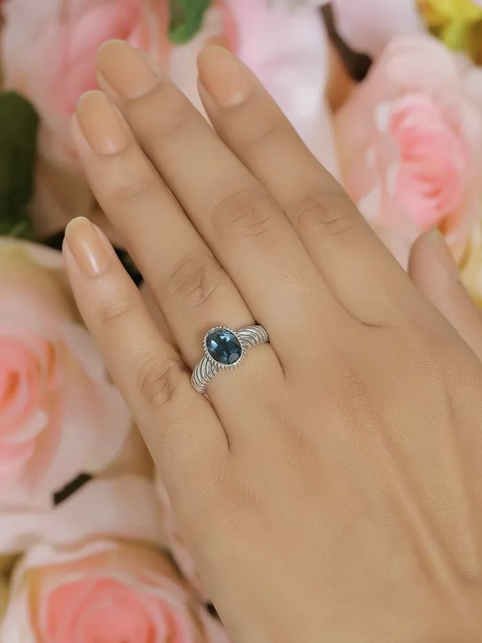 Rings YoTreasure London Blue Topaz 925 Sterling Silver Gemstone Ring