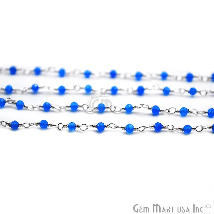 Sky Blue Chalcedony Silver Plated Wire Wrapped Gemstone Beads Rosary Chain GemmartUSA Rings Sky Blue Chalcedony Silver Plated Wire Wrapped Gemstone Beads Rosary Chain GemmartUSA Rings