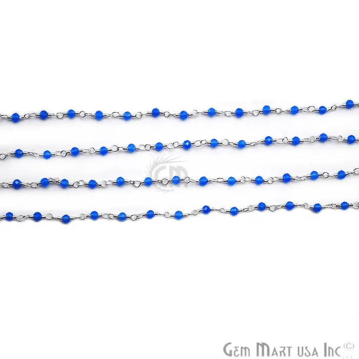 Sky Blue Chalcedony Silver Plated Wire Wrapped Gemstone Beads Rosary Chain GemmartUSA Rings Sky Blue Chalcedony Silver Plated Wire Wrapped Gemstone Beads Rosary Chain GemmartUSA Rings