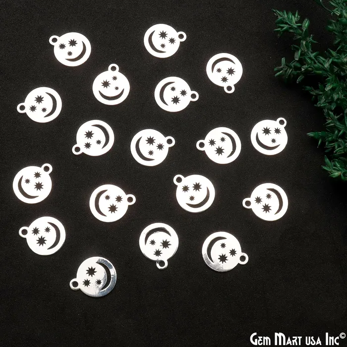 Smiley Emoji Shape Charms 16x133mm Laser Finding Jewelry Charm GemMartUSA Charm Necklaces
