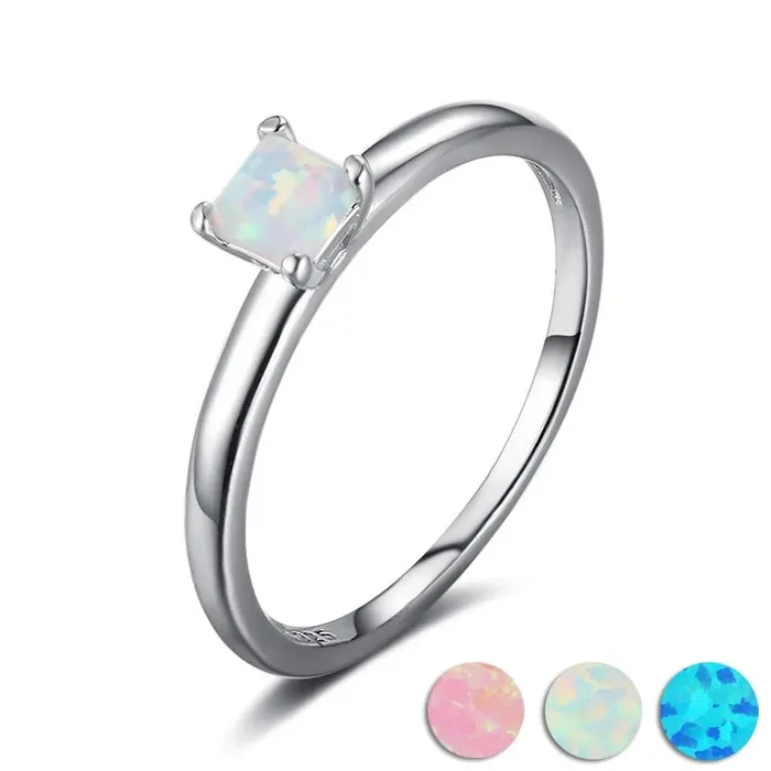 Square Opal Stone Solid 925 Sterling Silver Ring Elegant Wedding Jewelry Gifts For Women customjewelryan Rings Square Opal Stone Solid 925 Sterling Silver Ring Elegant Wedding Jewelry Gifts For Women customjewelryan Rings
