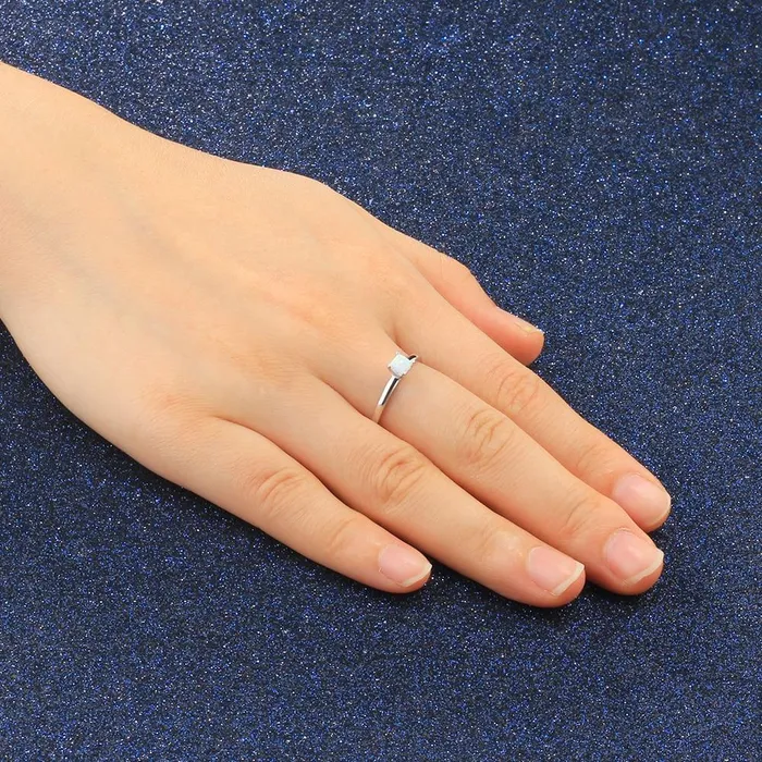 Square Opal Stone Solid 925 Sterling Silver Ring Elegant Wedding Jewelry Gifts For Women customjewelryan Rings