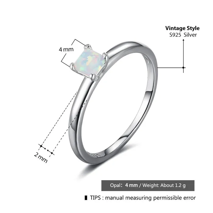 Square Opal Stone Solid 925 Sterling Silver Ring Elegant Wedding Jewelry Gifts For Women customjewelryan Rings