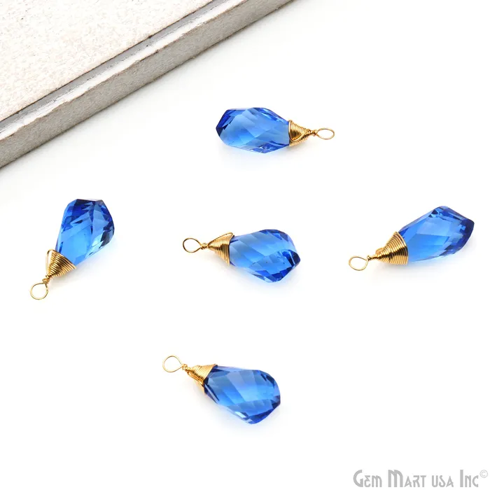 Swiss Blue Topaz Drop 25x8mm Gold Wire Wrapped Single Bail Connector GemMartUSA Earrings Swiss Blue Topaz Drop 25x8mm Gold Wire Wrapped Single Bail Connector GemMartUSA Earrings