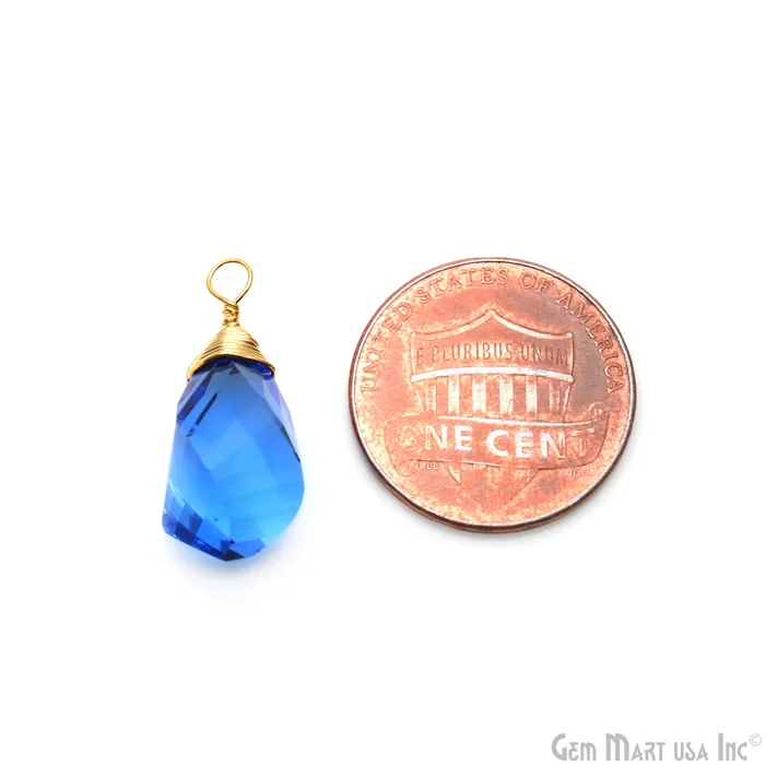 Swiss Blue Topaz Drop 25x8mm Gold Wire Wrapped Single Bail Connector GemMartUSA Earrings Swiss Blue Topaz Drop 25x8mm Gold Wire Wrapped Single Bail Connector GemMartUSA Earrings