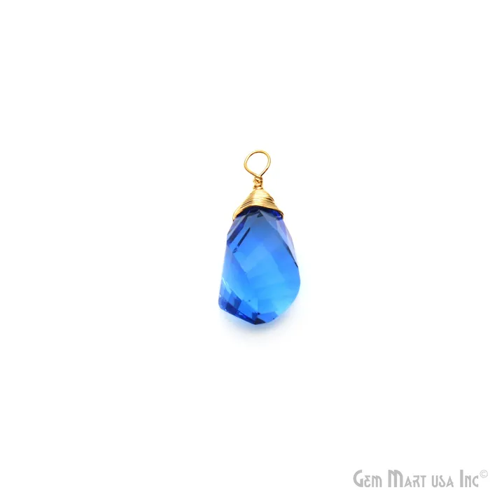 Swiss Blue Topaz Drop 25x8mm Gold Wire Wrapped Single Bail Connector GemMartUSA Earrings Swiss Blue Topaz Drop 25x8mm Gold Wire Wrapped Single Bail Connector GemMartUSA Earrings