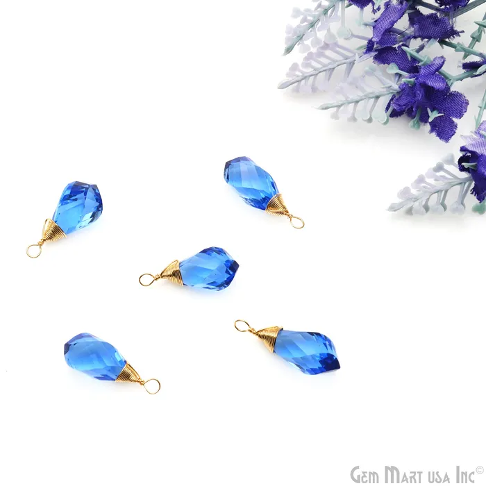 Swiss Blue Topaz Drop 25x8mm Gold Wire Wrapped Single Bail Connector GemMartUSA Earrings Swiss Blue Topaz Drop 25x8mm Gold Wire Wrapped Single Bail Connector GemMartUSA Earrings