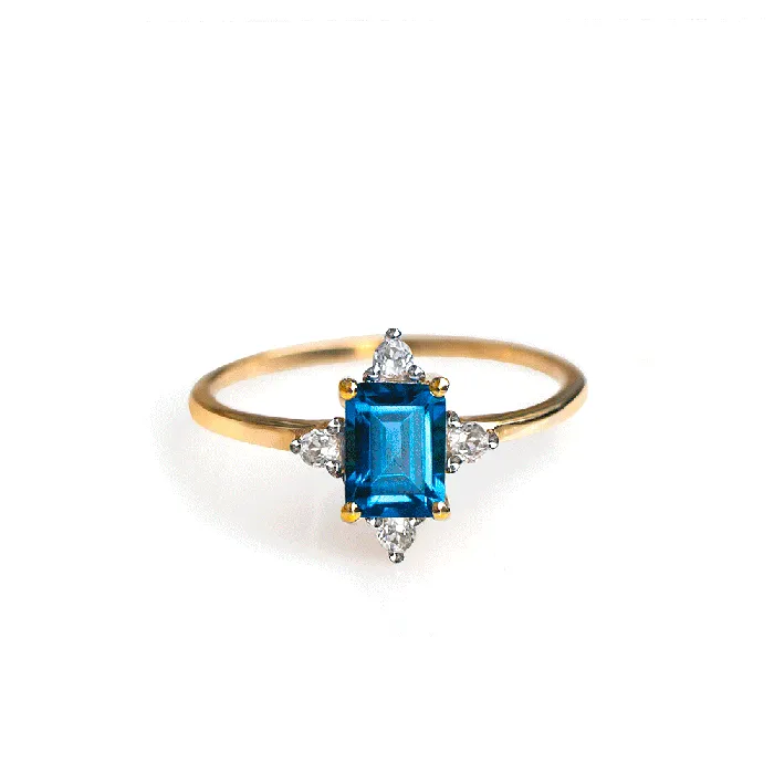 Tanzanite White Topaz 10kt Yellow Gold Minimalist Ring 107 ct tw YoTreasure Rings