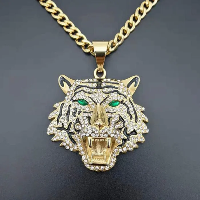 Tiger Pendant Iced Out Pendant Bling Pendants Diamond Tiger Pendant Iced Necklace Angel Necklace Hip Hop Chain Iced Jewellery Minx London Necklaces
