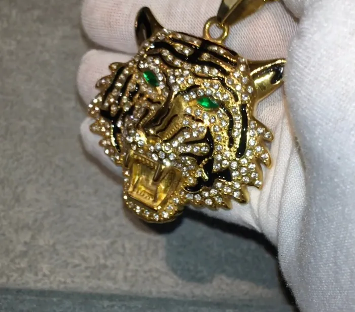 Tiger Pendant Iced Out Pendant Bling Pendants Diamond Tiger Pendant Iced Necklace Angel Necklace Hip Hop Chain Iced Jewellery Minx London Necklaces