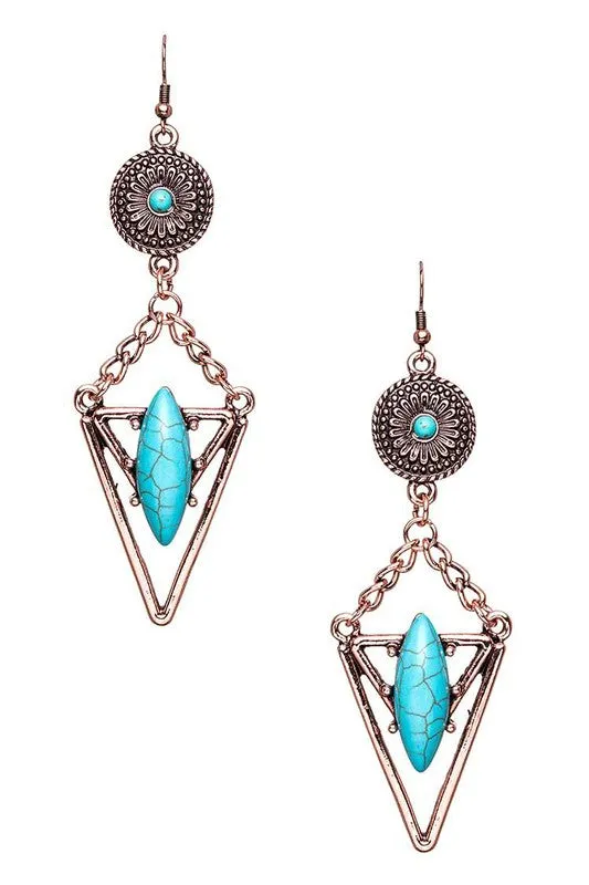 Turquoise Stone Drop Earrings LA Jewelry Plaza Earrings