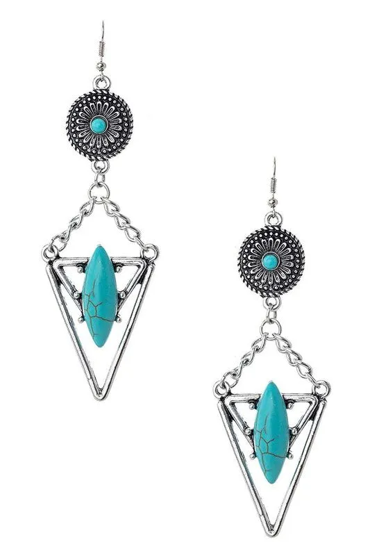 Turquoise Stone Drop Earrings LA Jewelry Plaza Earrings Turquoise Stone Drop Earrings LA Jewelry Plaza Earrings