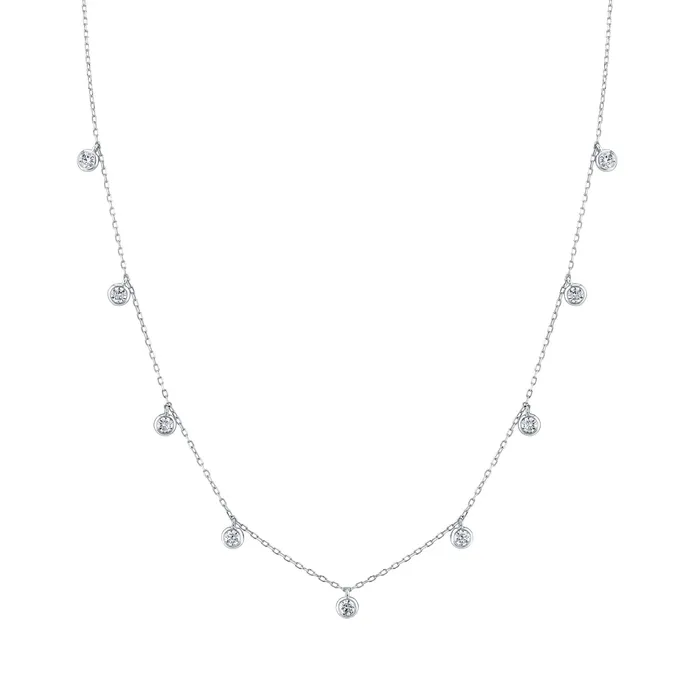 TVON Necklaces 14K 100cttw VS White Diamond Dangling Station Necklace