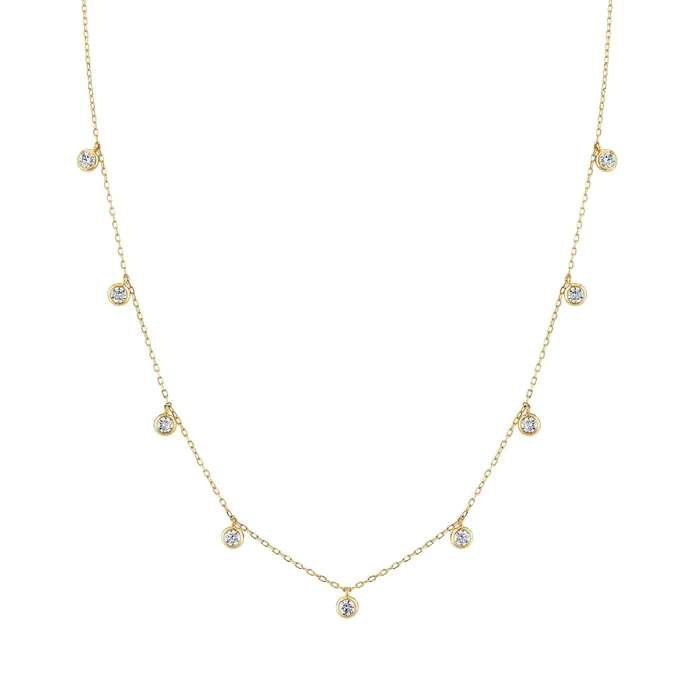 TVON Necklaces 14K 100cttw VS White Diamond Dangling Station Necklace