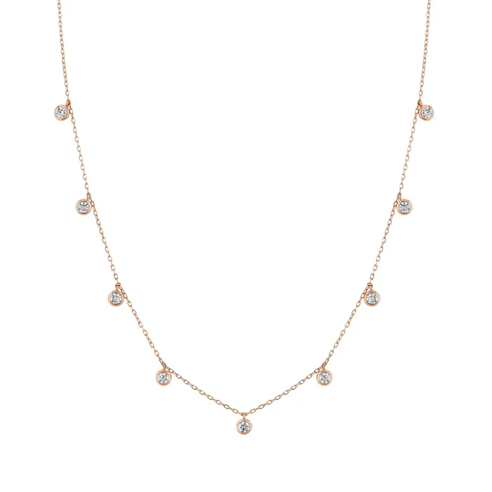 TVON Necklaces 14K 100cttw VS White Diamond Dangling Station Necklace