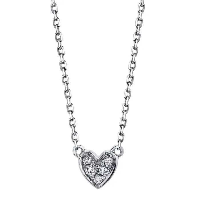 TVON Necklaces Petite VS White Diamond Heart Necklace