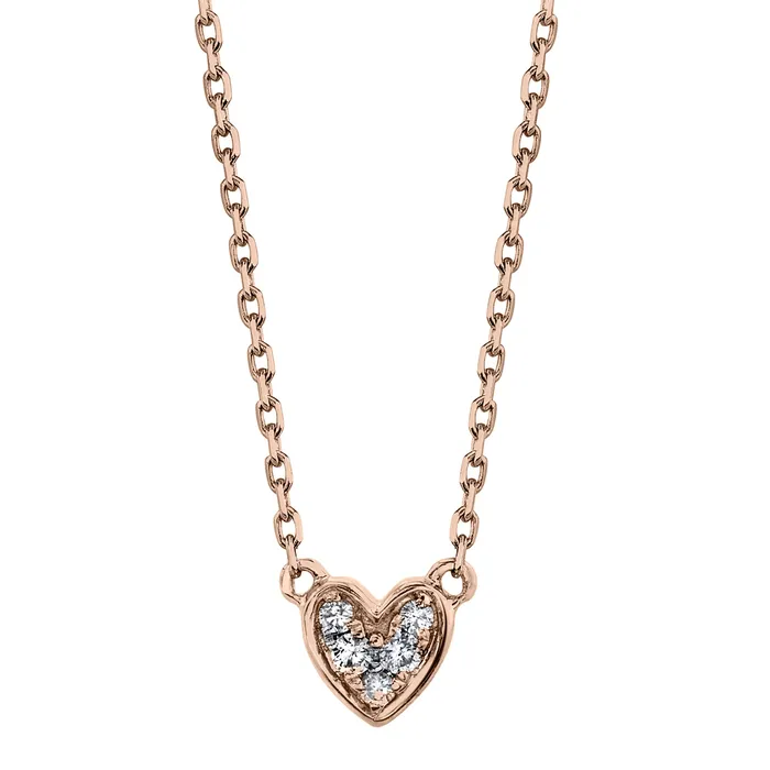 TVON Necklaces Petite VS White Diamond Heart Necklace