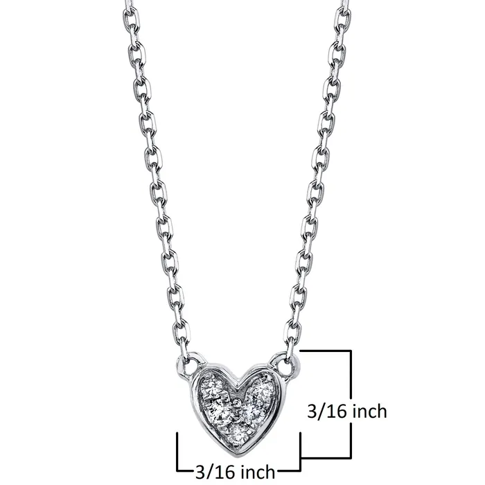 TVON Necklaces Petite VS White Diamond Heart Necklace