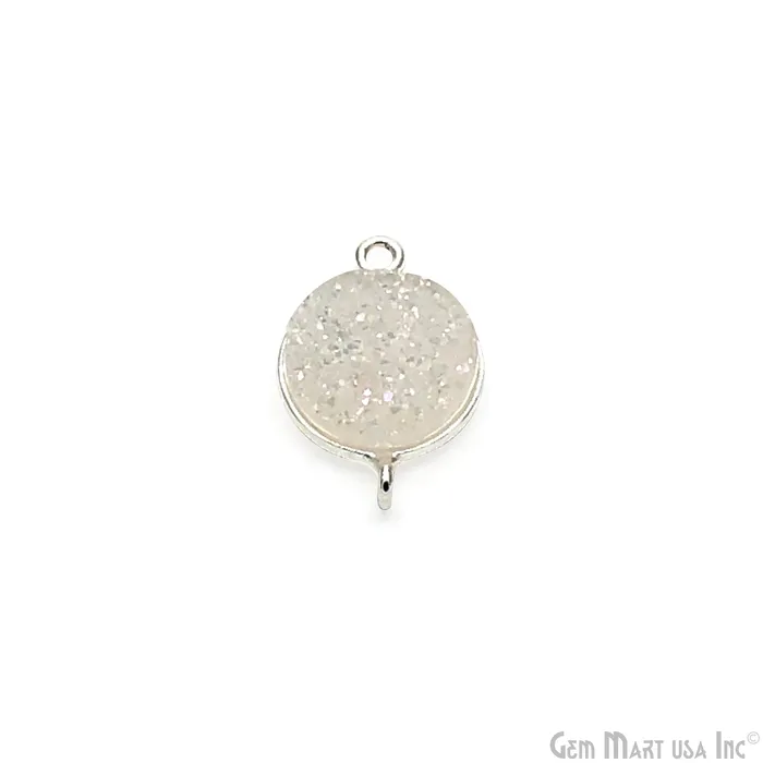 White Druzy Bezel Round Shape Connector 13mm Round Silver Plated Double Bail Connector GemMartUSA Rings White Druzy Bezel Round Shape Connector 13mm Round Silver Plated Double Bail Connector GemMartUSA Rings