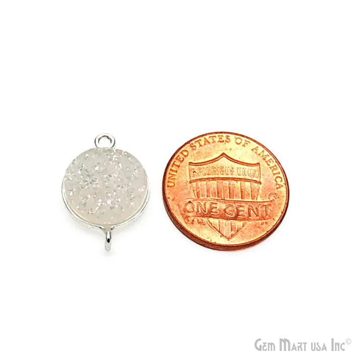 White Druzy Bezel Round Shape Connector 13mm Round Silver Plated Double Bail Connector GemMartUSA Rings White Druzy Bezel Round Shape Connector 13mm Round Silver Plated Double Bail Connector GemMartUSA Rings