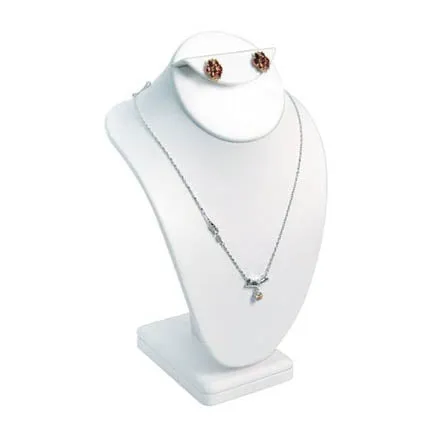 White Leatherette NecklaceEarring Bust JPIDisplay Necklaces