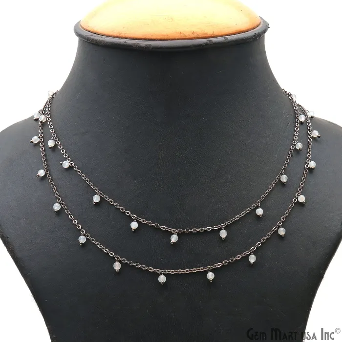 White Monalisa Faceted Beads 34mm Oxidized Cluster Dangle Chain GemMartUSA Charm Necklaces