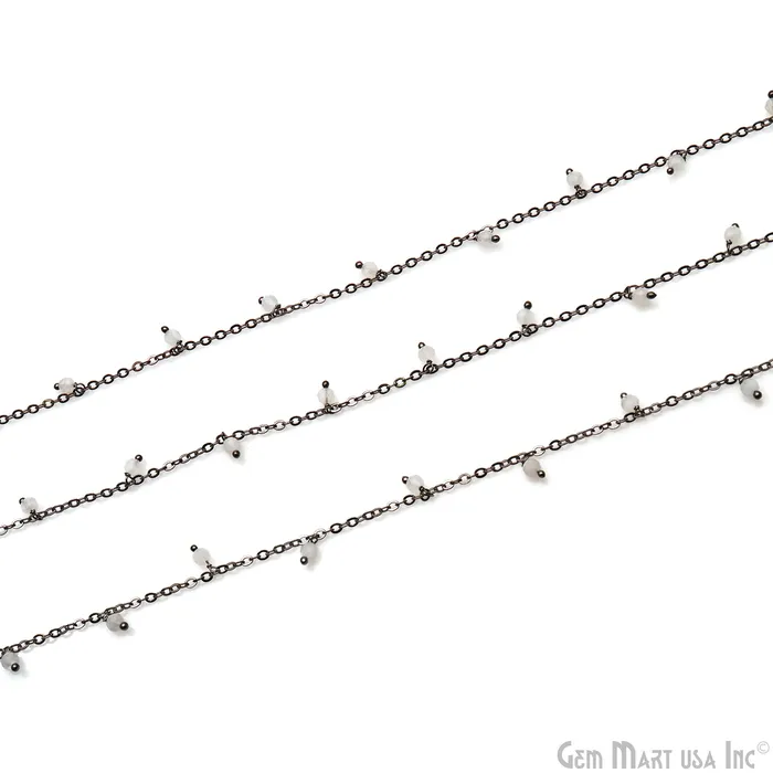 White Monalisa Faceted Beads 34mm Oxidized Cluster Dangle Chain GemMartUSA Charm Necklaces