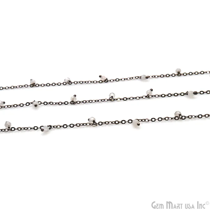 White Monalisa Faceted Beads 34mm Oxidized Cluster Dangle Chain GemMartUSA Charm Necklaces