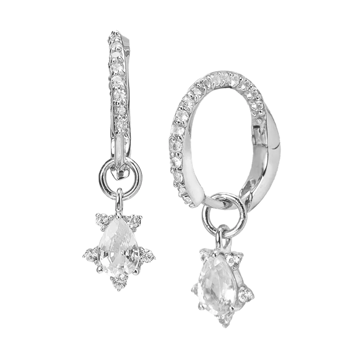 White Zirocn Pear Nova Hoop acemijewelry Earrings