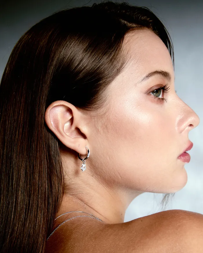 White Zirocn Pear Nova Hoop acemijewelry Earrings