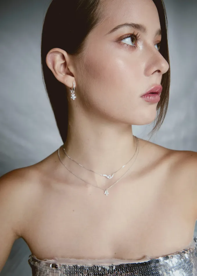 White Zirocn Pear Nova Hoop acemijewelry Earrings