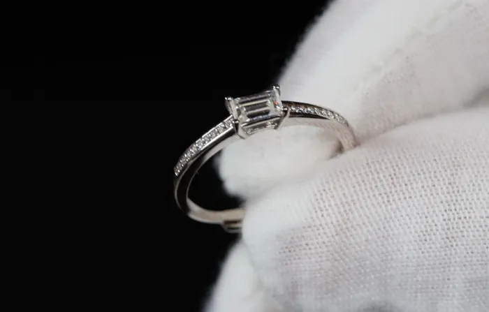 Womens Moissanite Diamond Engagement Ring Baguette Cut Rings Lab Diamonds London Rings
