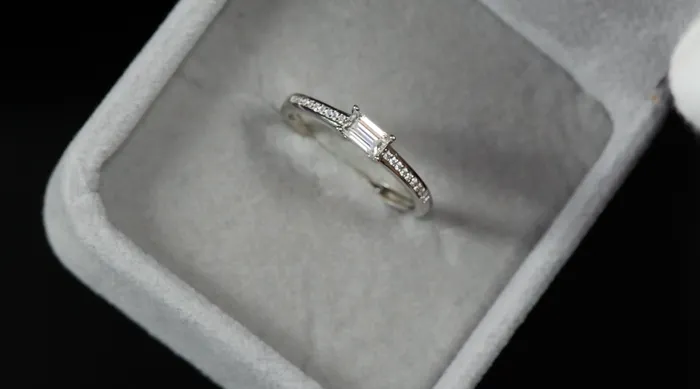 Womens Moissanite Diamond Engagement Ring Baguette Cut Rings Lab Diamonds London Rings