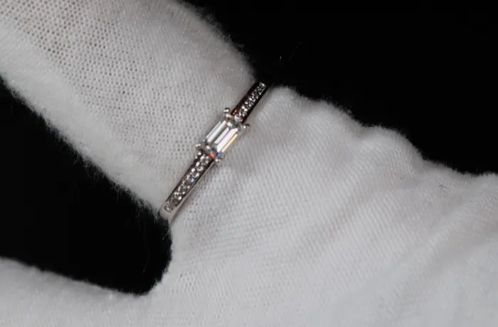 Womens Moissanite Diamond Engagement Ring Baguette Cut Rings Lab Diamonds London Rings
