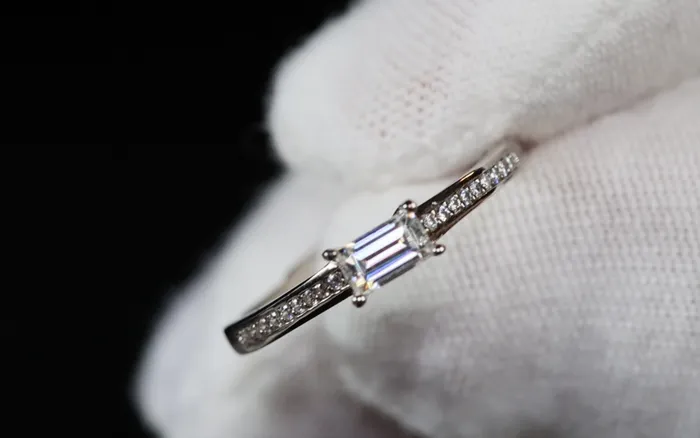 Womens Moissanite Diamond Engagement Ring Baguette Cut Rings Lab Diamonds London Rings