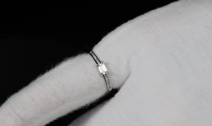 Womens Moissanite Diamond Engagement Ring Baguette Cut Rings Lab Diamonds London Rings