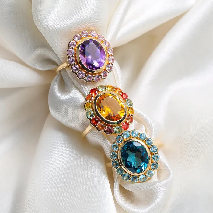 YoTreasure 382 Ct Purple Amethyst Pink Sapphire Cluster Ring 14K Yellow Gold Jewelry Rings YoTreasure 382 Ct Purple Amethyst Pink Sapphire Cluster Ring 14K Yellow Gold Jewelry Rings