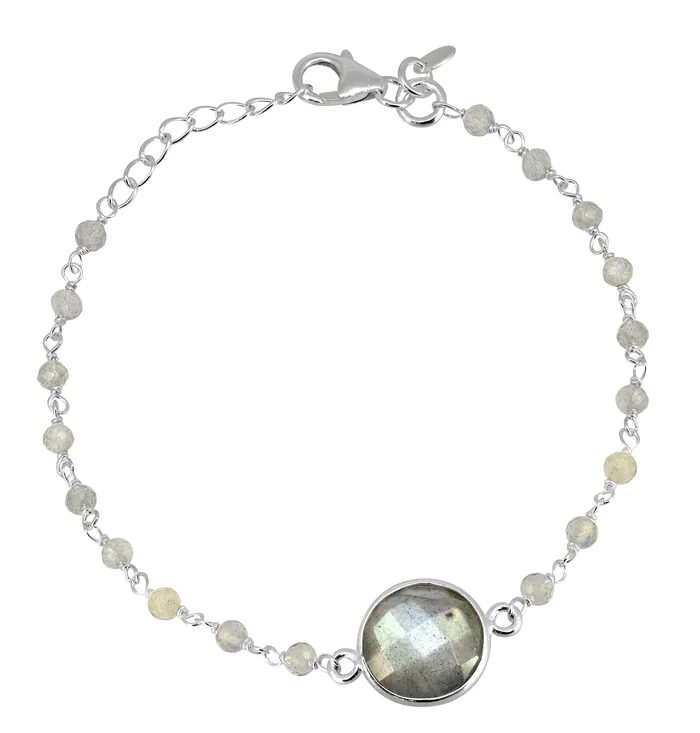 YoTreasure Bracelets Labradorite 925 Sterling Silver Chain Bracelet