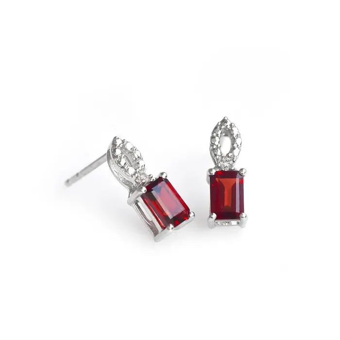 YoTreasure Earrings 109 Ct Garnet White Zircon Solid 925 Sterling Silver Stud Earrings Jewelry YoTreasure Earrings 109 Ct Garnet White Zircon Solid 925 Sterling Silver Stud Earrings Jewelry