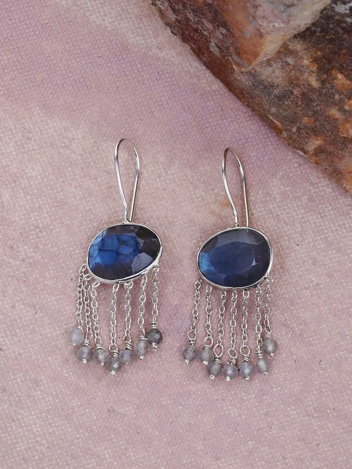 YoTreasure Earrings Labradorite Solid 925 Sterling Silver Fixed Wire Chandelier Earrings Jewelry YoTreasure Earrings Labradorite Solid 925 Sterling Silver Fixed Wire Chandelier Earrings Jewelry