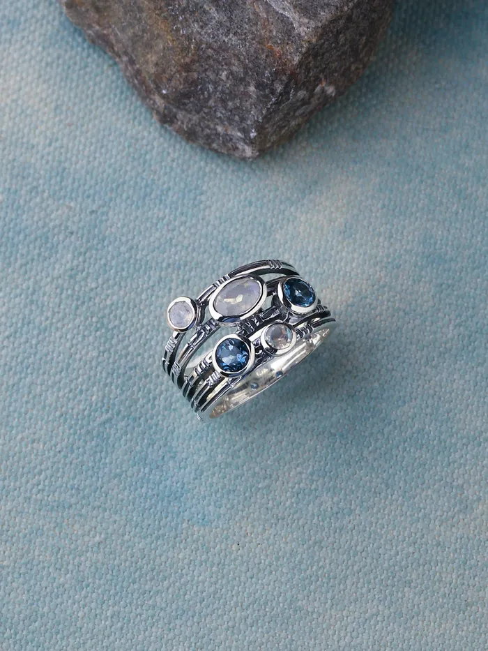 YoTreasure Moonstone Solid 925 Sterling Silver Designer Bypass Ring Jewelry Rings YoTreasure Moonstone Solid 925 Sterling Silver Designer Bypass Ring Jewelry Rings