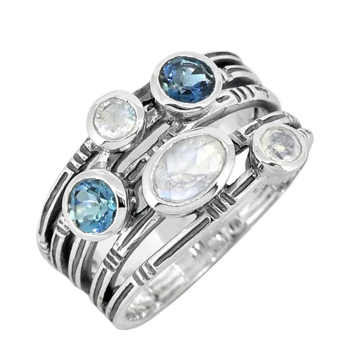 YoTreasure Moonstone Solid 925 Sterling Silver Designer Bypass Ring Jewelry Rings YoTreasure Moonstone Solid 925 Sterling Silver Designer Bypass Ring Jewelry Rings