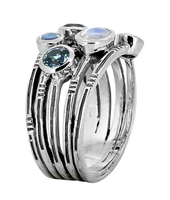YoTreasure Moonstone Solid 925 Sterling Silver Designer Bypass Ring Jewelry Rings YoTreasure Moonstone Solid 925 Sterling Silver Designer Bypass Ring Jewelry Rings
