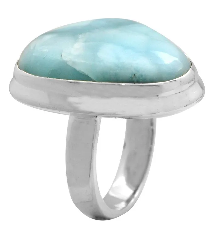YoTreasure Natural Larimar 925 Sterling Silver Rings Silver Jewelry Necklaces YoTreasure Natural Larimar 925 Sterling Silver Rings Silver Jewelry Necklaces