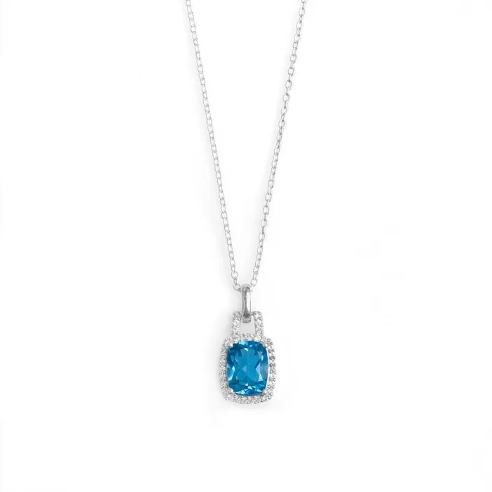 YoTreasure Necklaces 262 Ct London Blue Topaz Solid 925 Sterling Silver Chain Pendant
