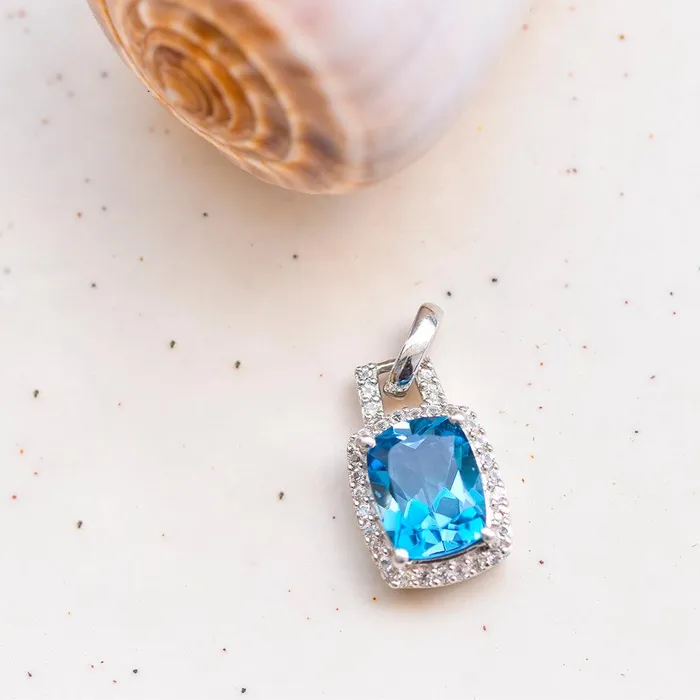 YoTreasure Necklaces 262 Ct London Blue Topaz Solid 925 Sterling Silver Chain Pendant