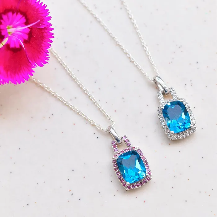 YoTreasure Necklaces 262 Ct London Blue Topaz Solid 925 Sterling Silver Chain Pendant