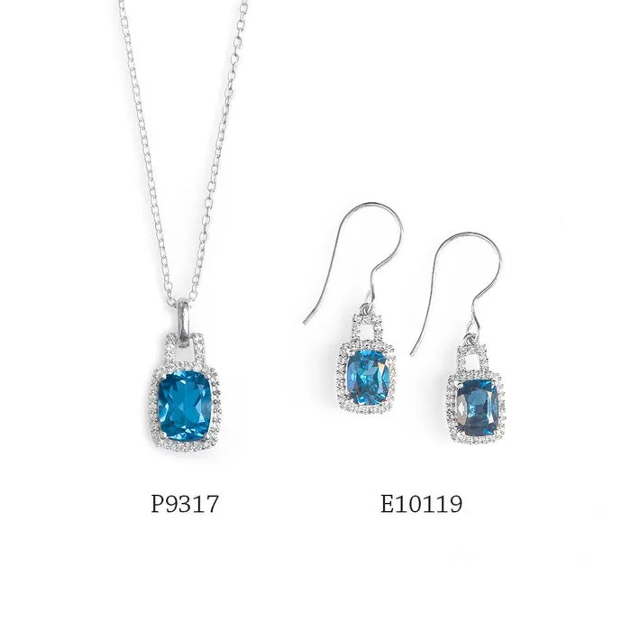 YoTreasure Necklaces 262 Ct London Blue Topaz Solid 925 Sterling Silver Chain Pendant