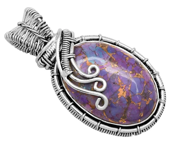 YoTreasure Necklaces Purple Copper Turquoise 925 Solid Sterling Silver Pendant Jewelry YoTreasure Necklaces Purple Copper Turquoise 925 Solid Sterling Silver Pendant Jewelry